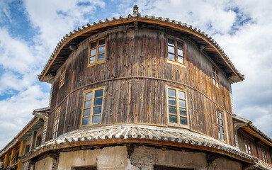 Details of old corner wooden building in Xizhou old town in Dali Yunnan China