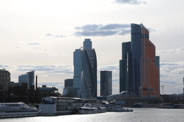day, view of the Moscow river and Moscow City