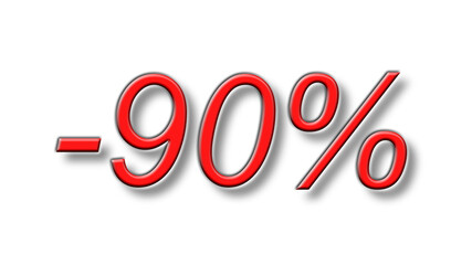 ninety percent discount reduction red