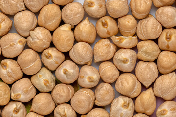 Closeup chickpeas seed background, texture.