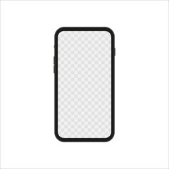 Smartphone mockup with empty touch screen, new model phone. Vector illustration