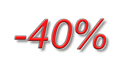 forty percent discount reduction red