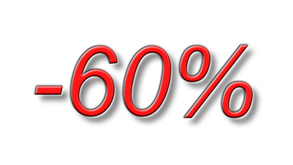 sixty percent discount reduction red