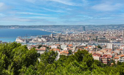 Fototapeta na wymiar aerial view of Marseille and his harbor