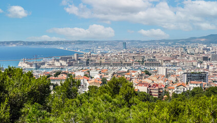 aerial view of Marseille and his harbor