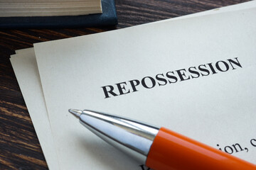 Info about Repossession on the piece of paper. - obrazy, fototapety, plakaty