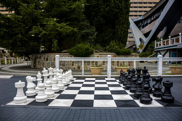 Yalta, Crimea, November 26, 2020, street chess board and large pieces