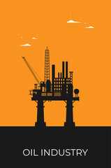 Flat vector Oil Platform Oil Industry