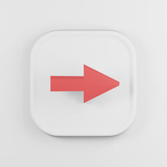 Right arrow icon cartoon style. 3d rendering white square key button, interface ui ux element.