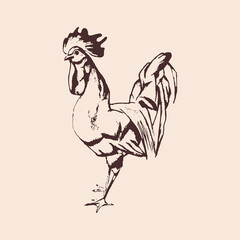 Abstract cock vector illustration. Sketch. Farm concept. Vector illustration perfect for greeting cards, party invitations, posters, stickers, clothing.