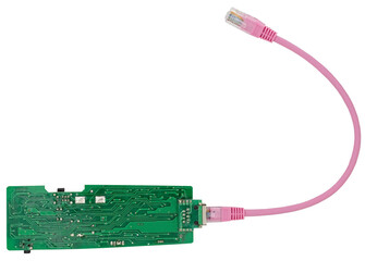 Lan cable connected to an electronic device