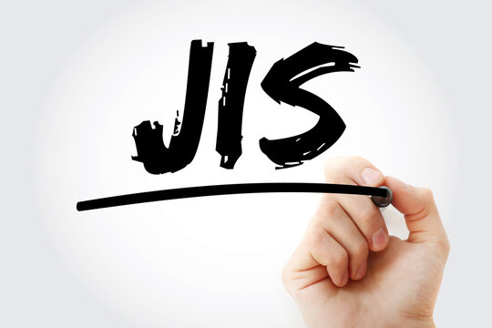 JIS - Just In Sequence acronym with marker, business concept background