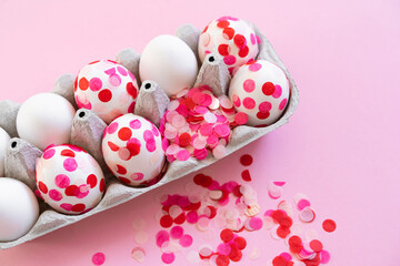 Happy Easter. Easter eggs decoration Paper confetti