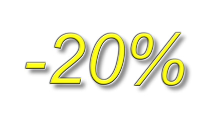 twenty percent discount reduction yellow