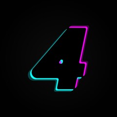 4 number vector trendy colors neon font. For dark night theme, vibrant identity, techno design, app logo and more