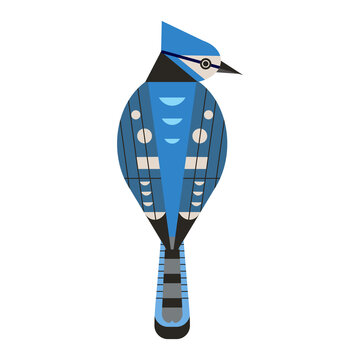 Blue Jay Bird Icon In Flat Design