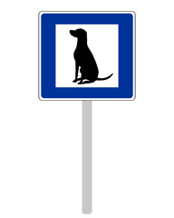 Verkehrszeichen für Hunde, die darauf warten, abgeholt zu werden