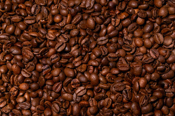 Aromatic roasted coffee beans for background