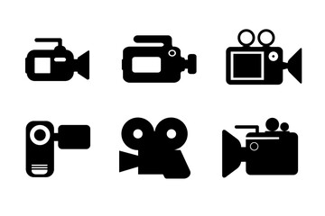 Set of video recorder icons with flat style vector. Usable as Icon, symbol or logo of various projects