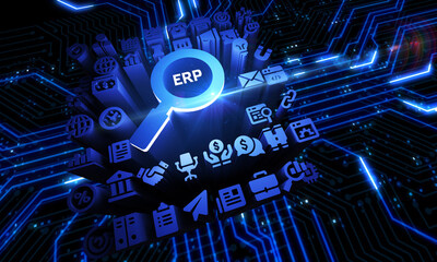 Business, Technology, Internet and network concept. Enterprise resource planning ERP concept.