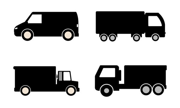 Set of truck icons with flat and minimal style vector. Usable as Icon, symbol or logo of various projects