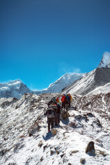 Mountaineers make climbing Mount Island Peak Imja Tse , 6,189 m, Nepal.