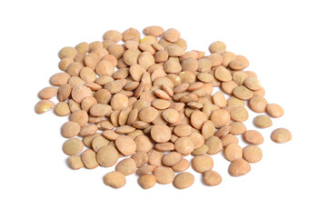 Green lentils seed or Lens culinaris or Lens esculenta. Isolated on white