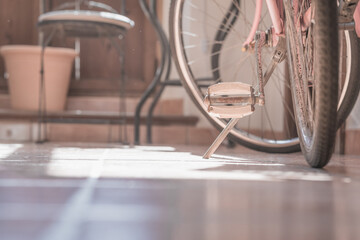Fototapeta na wymiar old vintage bicycle parked at home