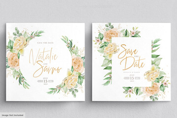 Elegant watercolor hand drawn floral wedding invitation card