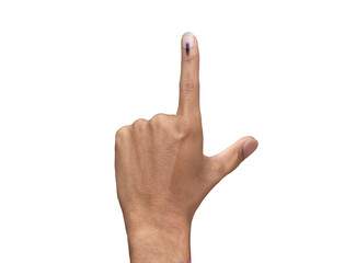 male Indian Voter Hand with voting sign or ink pointing out , Voting sign on finger tip Indian...