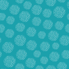 Water bubble vector pattern background. Abstract circles within circular shapes soap or pop drink bubbles. Transparent effect irregular random layout on aqua blue backdrop. Fun all over print.