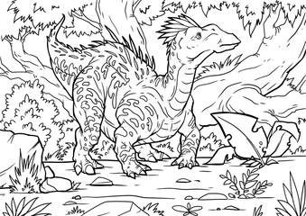 Coloring book for children with a dinosaur