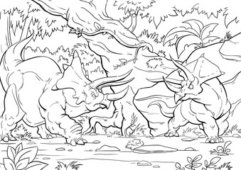 Coloring book for children with a dinosaur