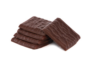 Chocolate thins with cream filling isolated on white