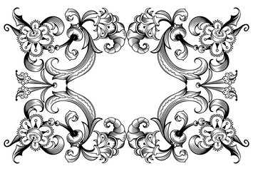 Floral hand drawn vintage border. Frame design.