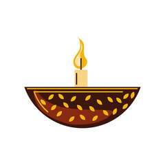 lantern with burning candle cartoon isolated style