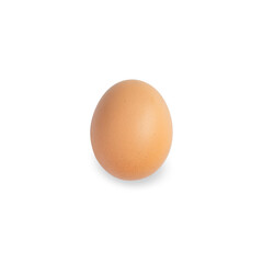 One brown egg on isolated white background, Top view, clipping part for further use. for further use.