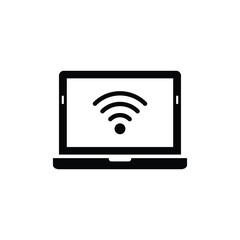 wi-fi icon with laptop.  internet icon vector