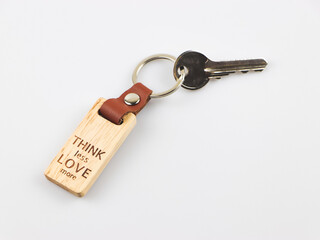wooden keyring with word 