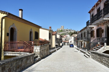 A street among the old stone houses of Rocca San Felice, a medieval village in the province of Avellino.