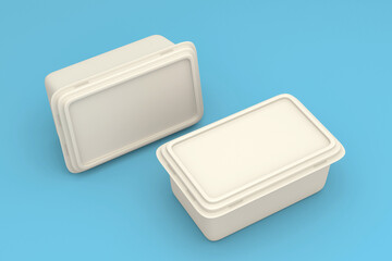blank container for butter, melted cheese or margarine spread mockup template - 3d render - obrazy, fototapety, plakaty