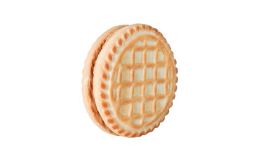 Round cookies with chocolate filling on an isolated white background. Shortbread