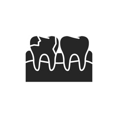 Teeth with caries color line icon. Pictogram for web page, mobile app, promo.