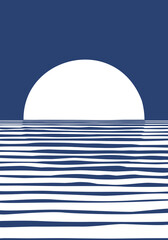 Abstract sunset at sea illustration