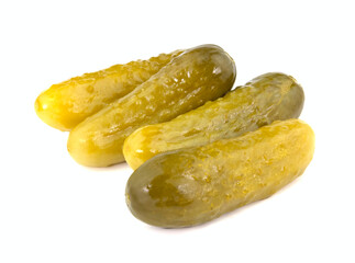 Marinated pickled cucumbers isolated on white background