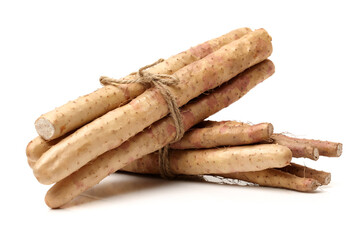 Chinese yam on white background 
