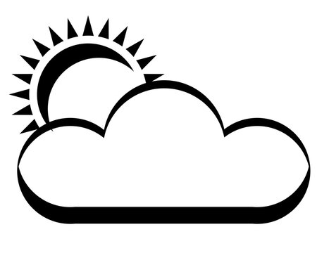 cloud icon and black and white sun silhouette
