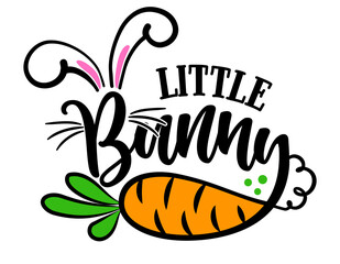 Little Bunny - Cute Easter bunny design, funny hand drawn doodle, cartoon Easter rabbit. Good for Easter clothes, poster or t-shirt textile graphic design. Vector hand drawn illustration.