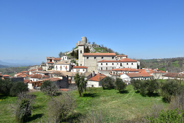 Fototapeta na wymiar Panoramic view of Rocca San Felice, a medieval village in the province of Avellino.
