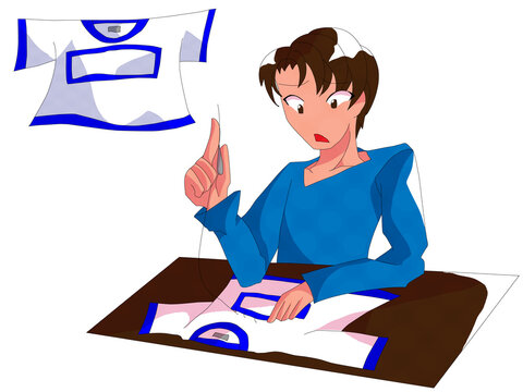 recommend clip art: ゼッケン縫いをしている男性（線画シンプル版）